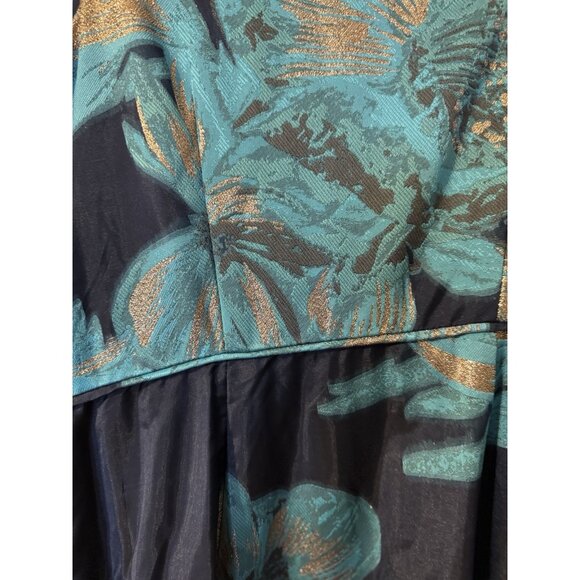 Aidan Mattox Formal Gown 8 Tiered Ruffle A Line Metallic Blue Gold NEW $595 - Picture 2 of 8